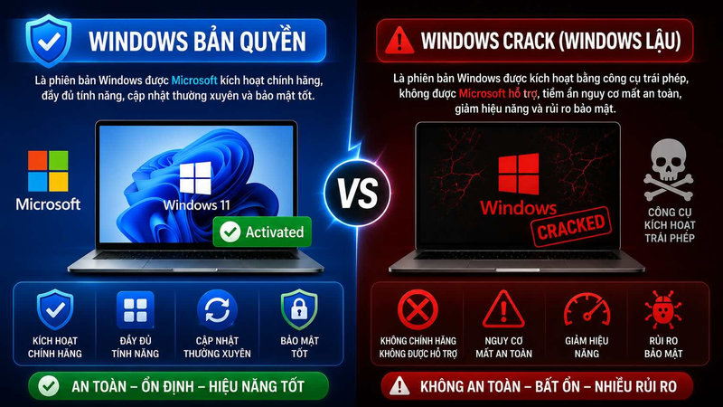 Những rủi ro khi sử dụng Windows không bản quyền - bạn nên biết